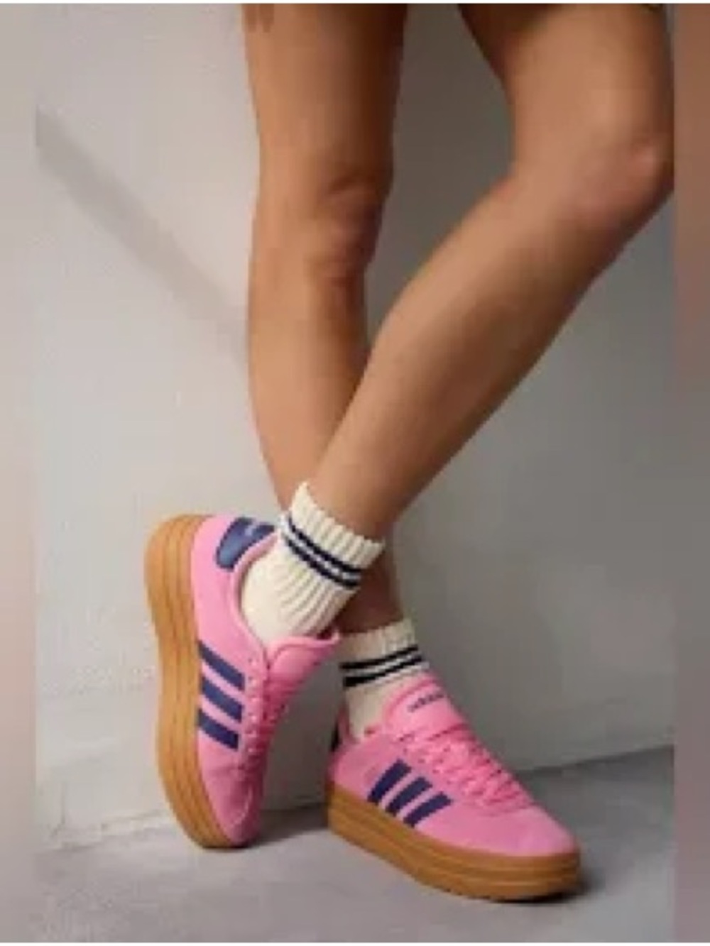 ADIDAS • VL COURT BOLD platform SHOES bliss pink dark blue  size 9.5